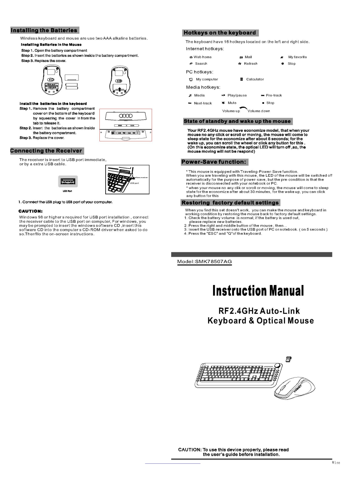 SQT Electronics SMK 78507AG M, SMK 78507AG K Users Manual - ManualMachine.com