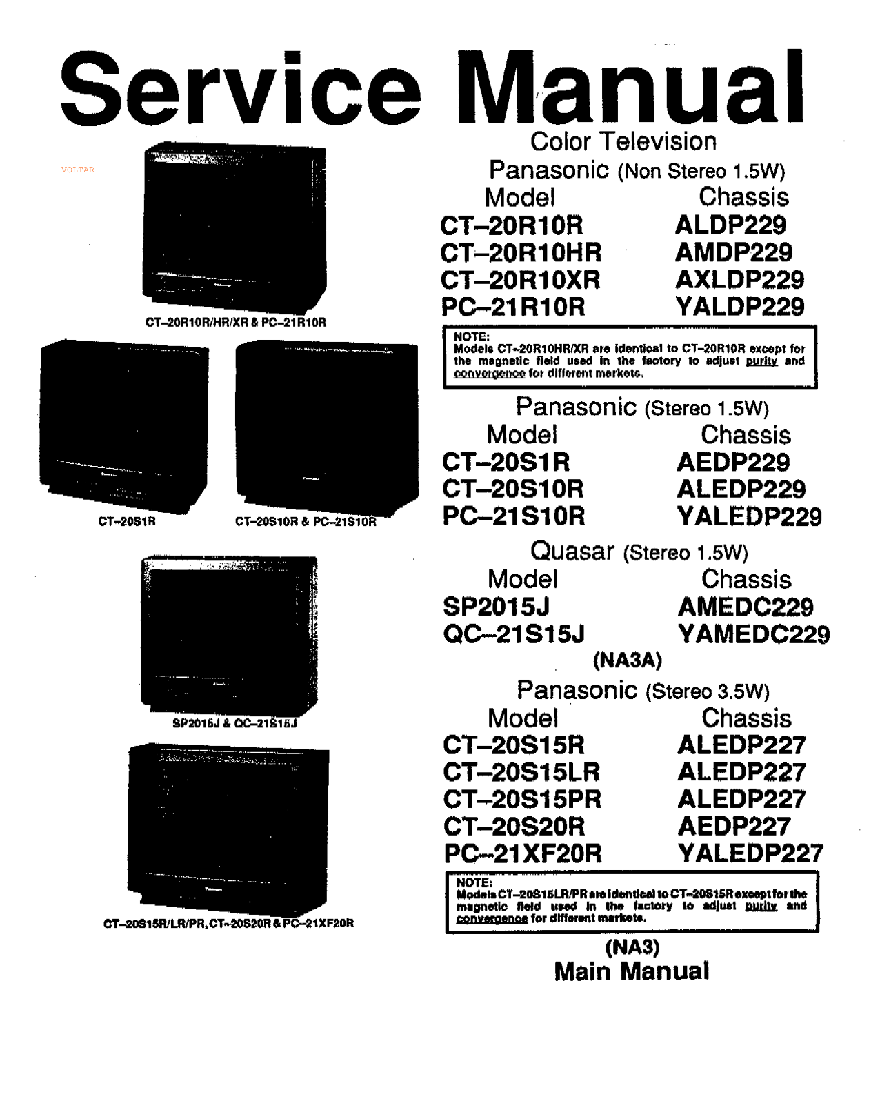 Panasonic CT-20R10R, PC-21R10R, CT-20S1R, CT-20S10R, PC-21S10R Schematic
