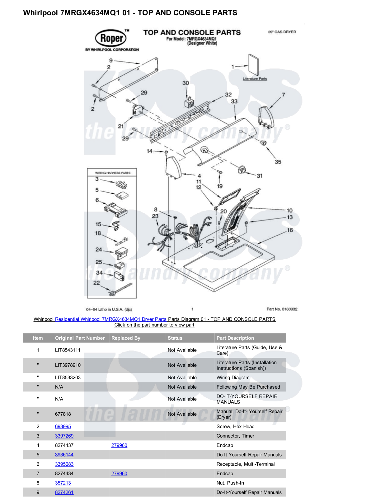 Whirlpool 7MRGX4634MQ1 Parts Diagram