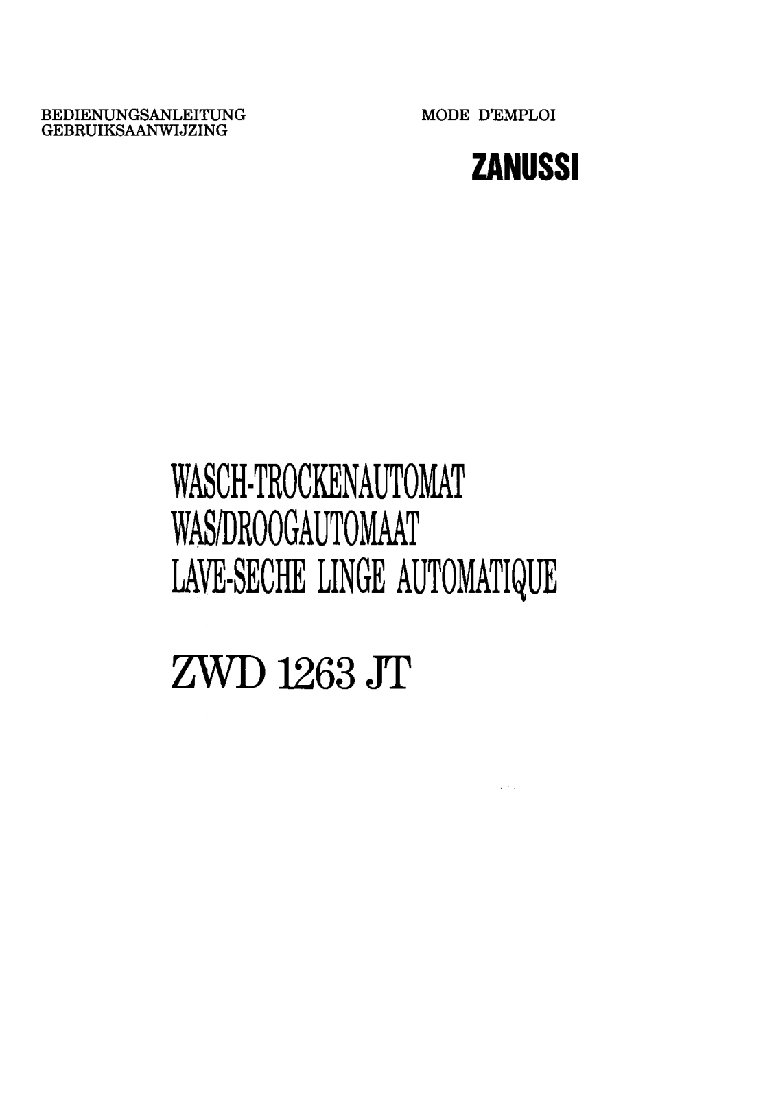 Zanussi ZWD1263JT Instruction Manual