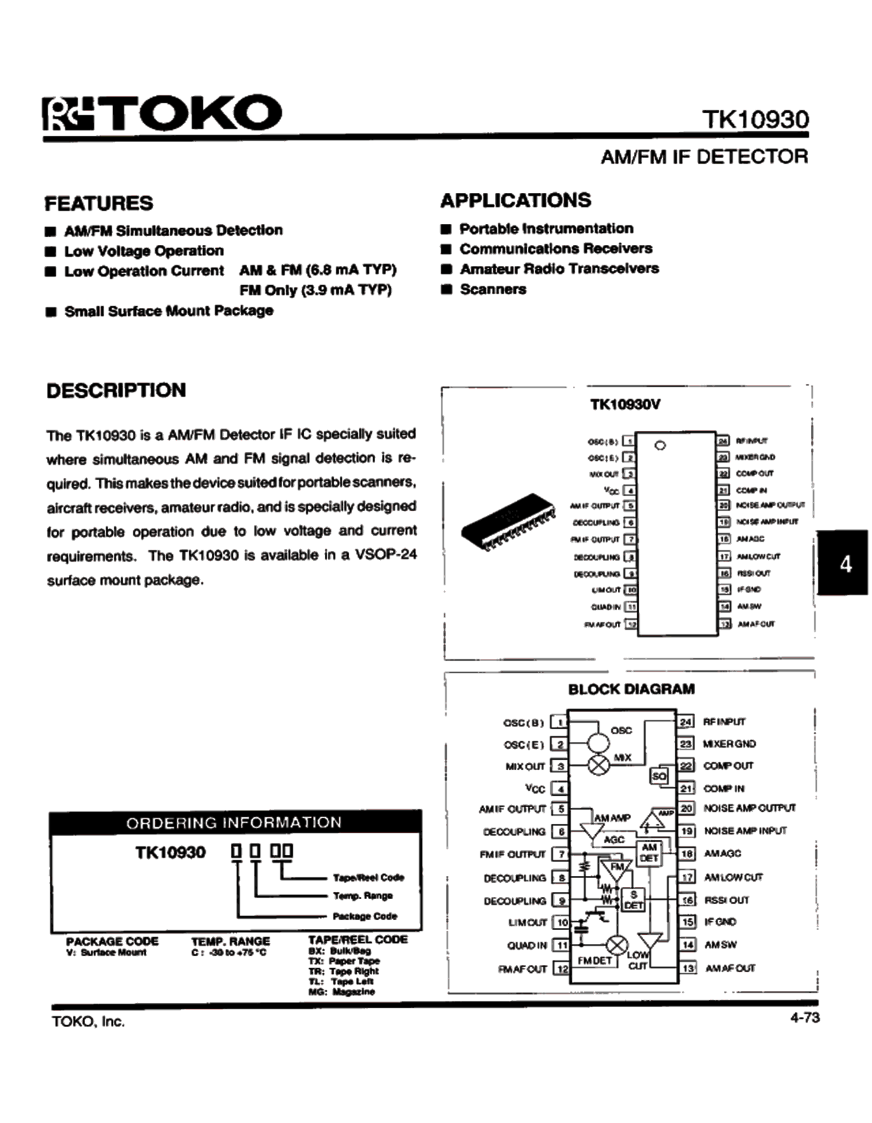Datasheets TK10930 Datasheet - ManualMachine.com