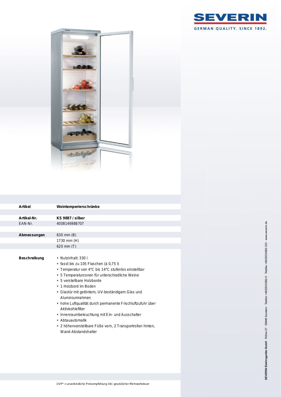 Severin KS 9887 DATASHEET