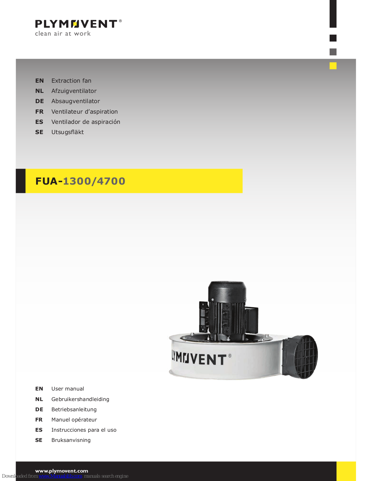 Plymovent FUA-1300, FUA-4700 User Manual