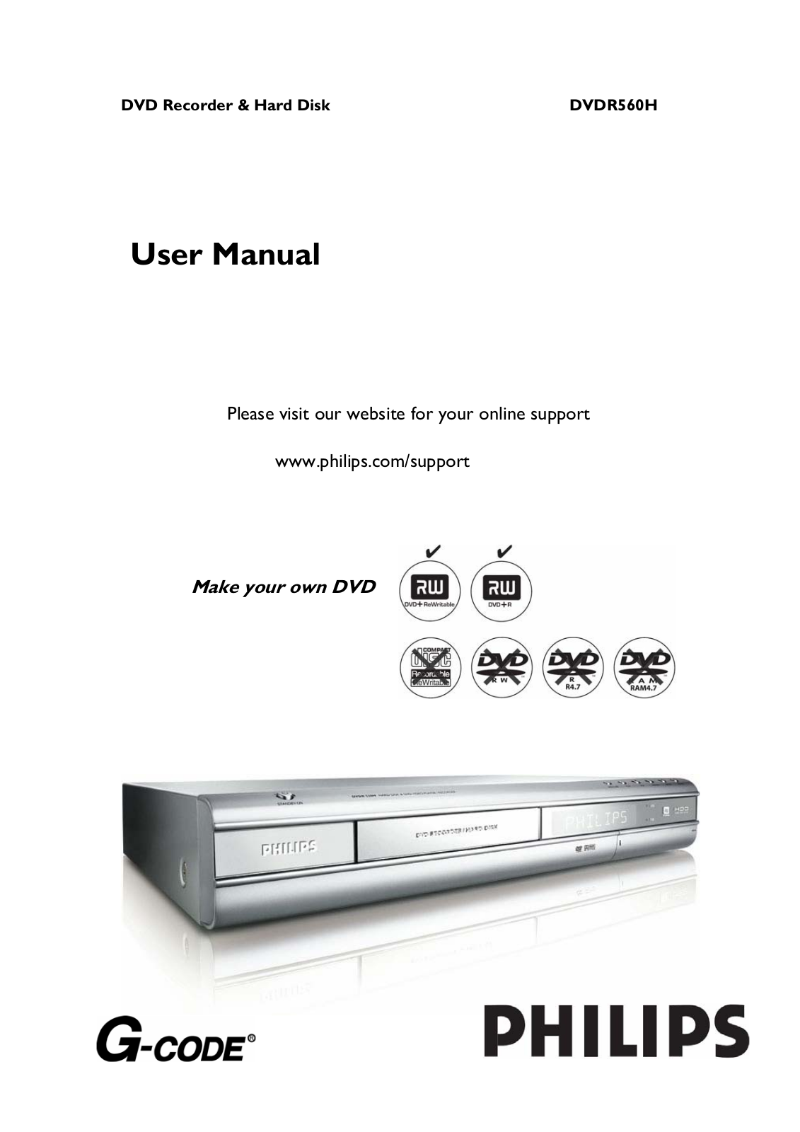 Philips DVDR560H User Manual