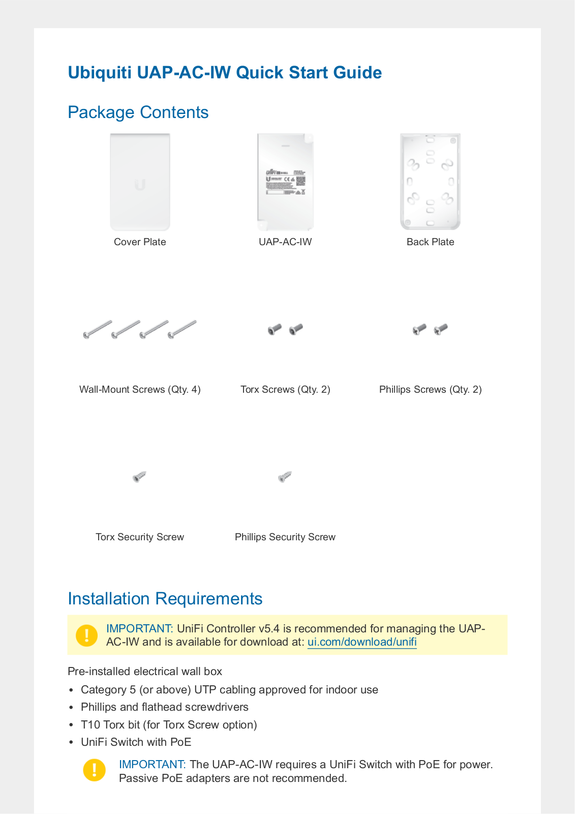 Ubiquiti UAP-AC-IW Quick Start Guide