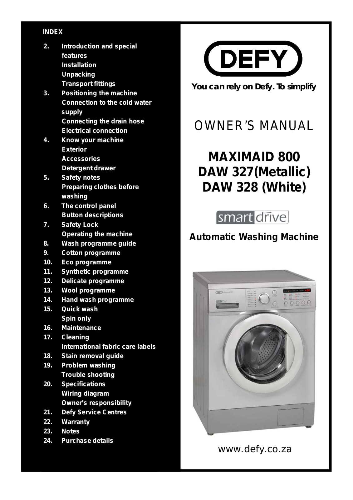 Defy Maximaid 800 User Manual