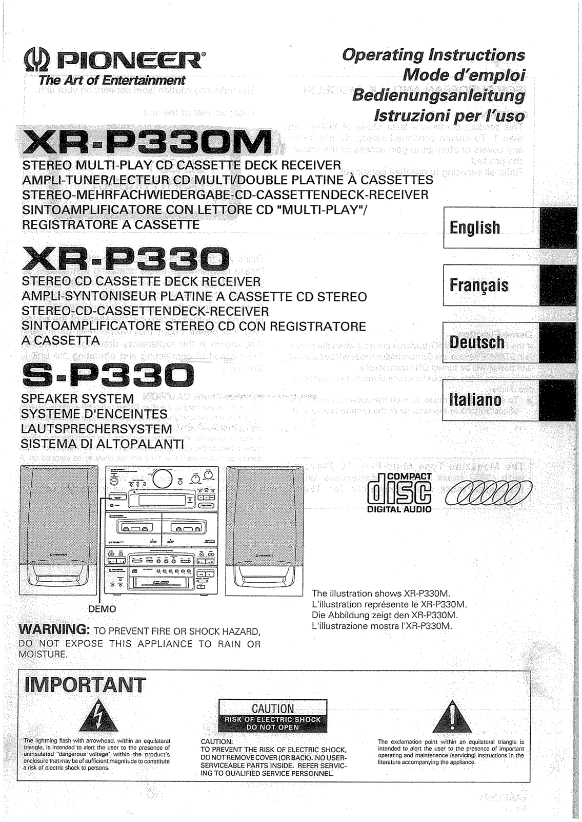 PIONEER XR-P330 User Manual