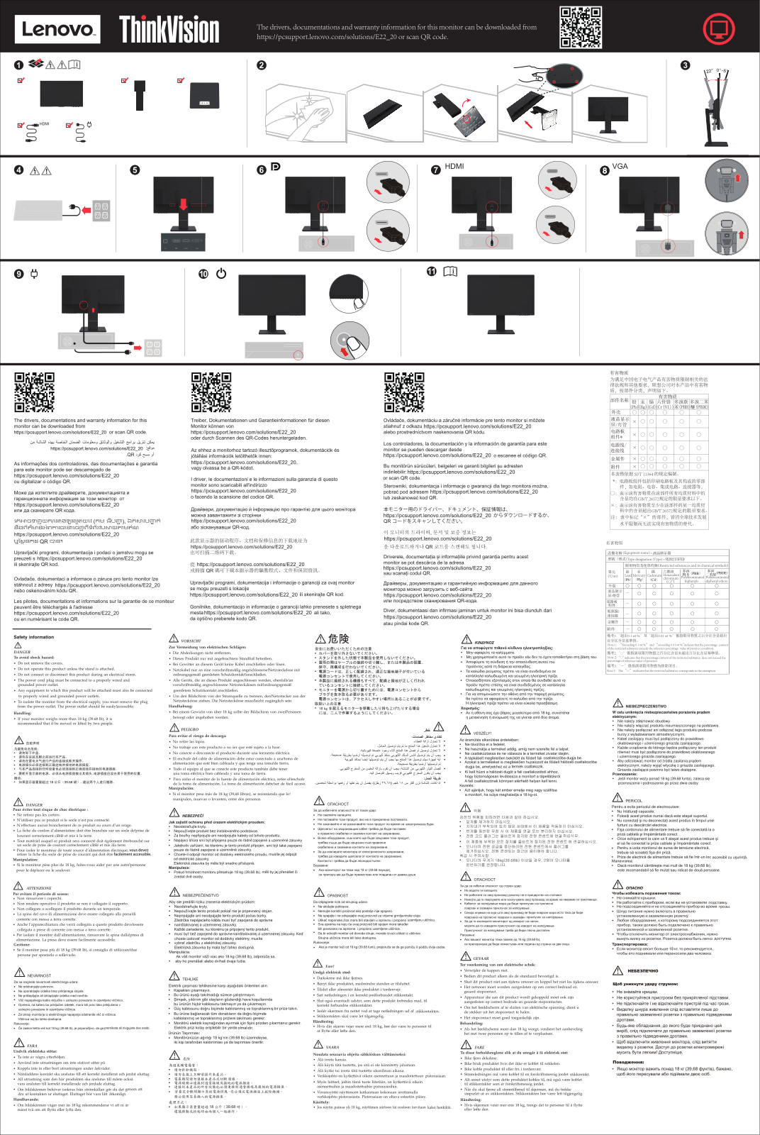 Lenovo ThinkVision E22-20 Quick Start Guide