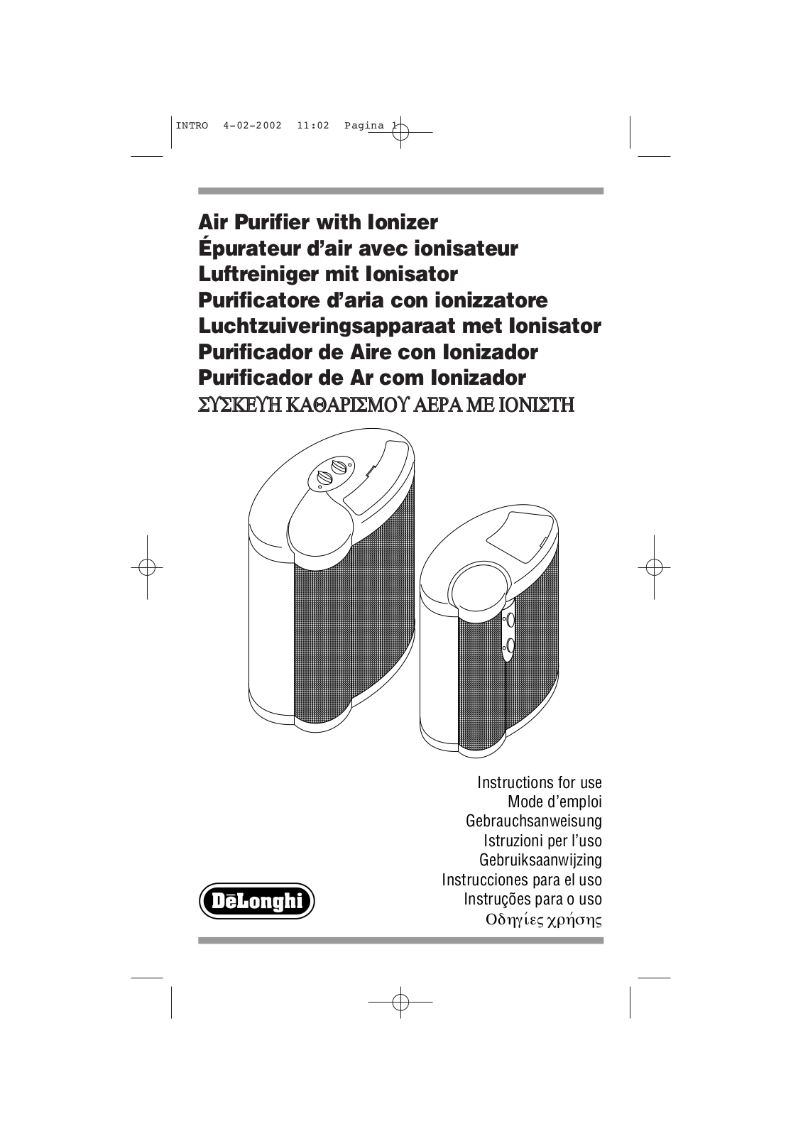 De'Longhi A2-DAP70130 Owner's Manual