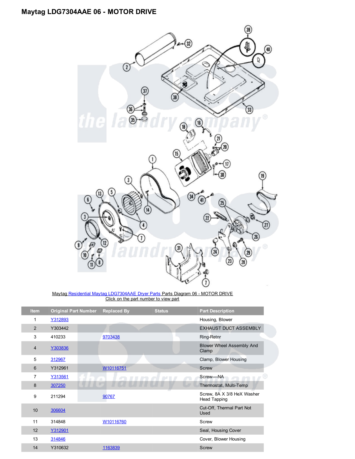 Maytag LDG7304AAE Parts Diagram