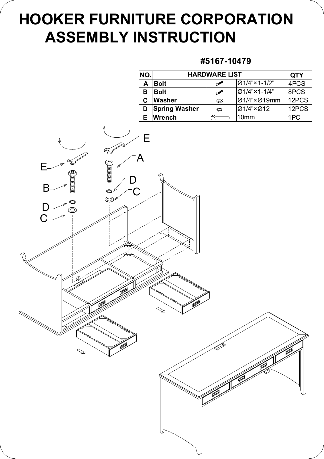 Hooker Furniture 516710479 Assembly Guide