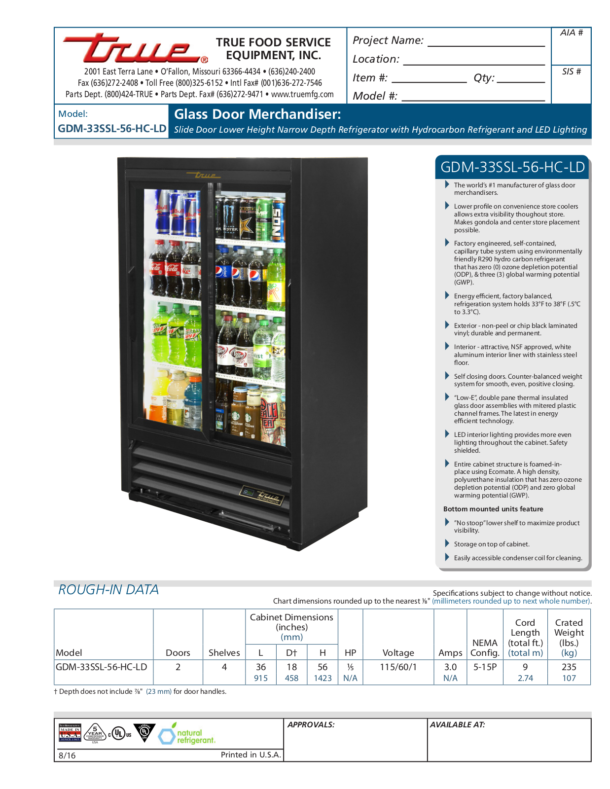 True GDM-33SSL-56-HC-LD User Manual