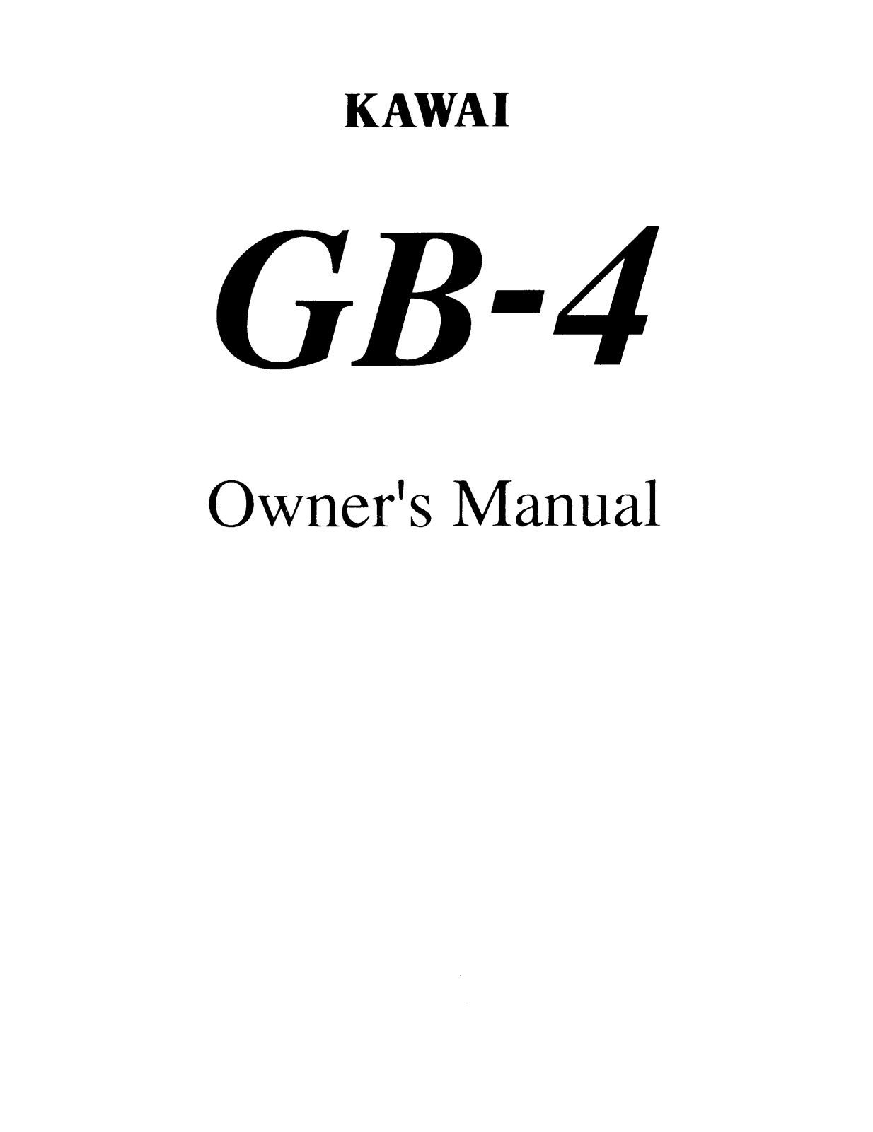 Kawai GB-4 User Manual