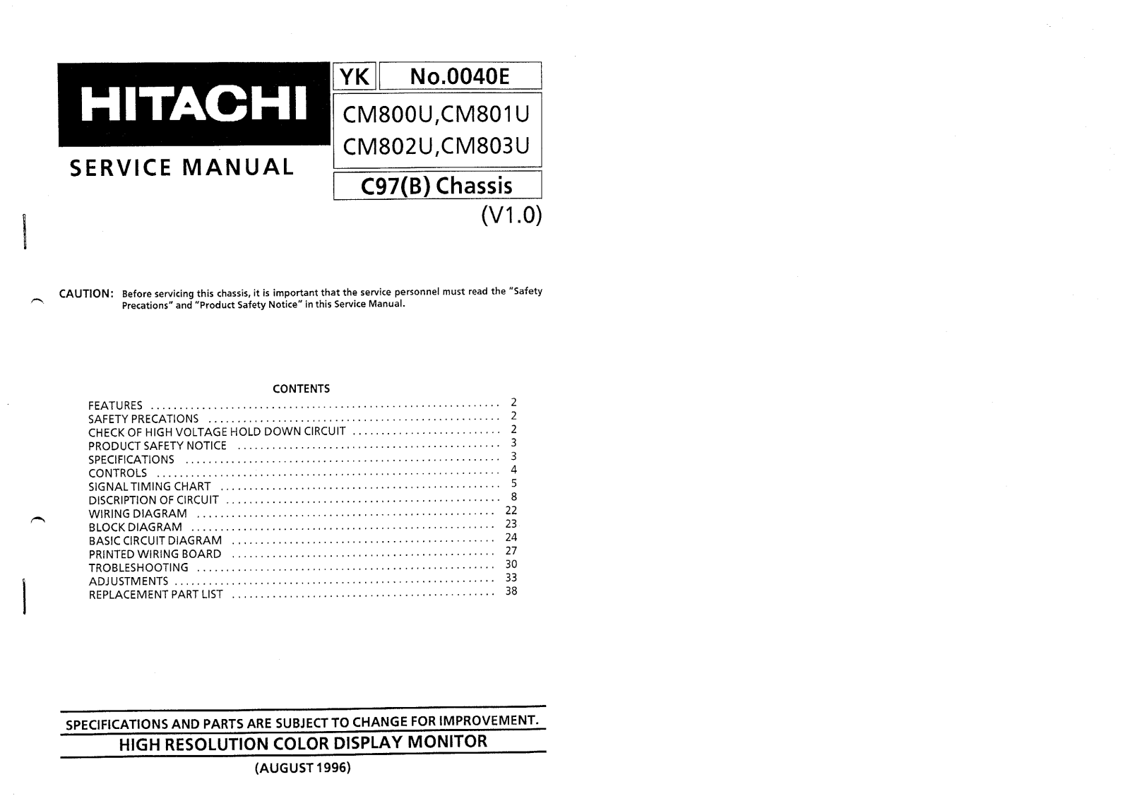 Hitachi CM802U Diagram