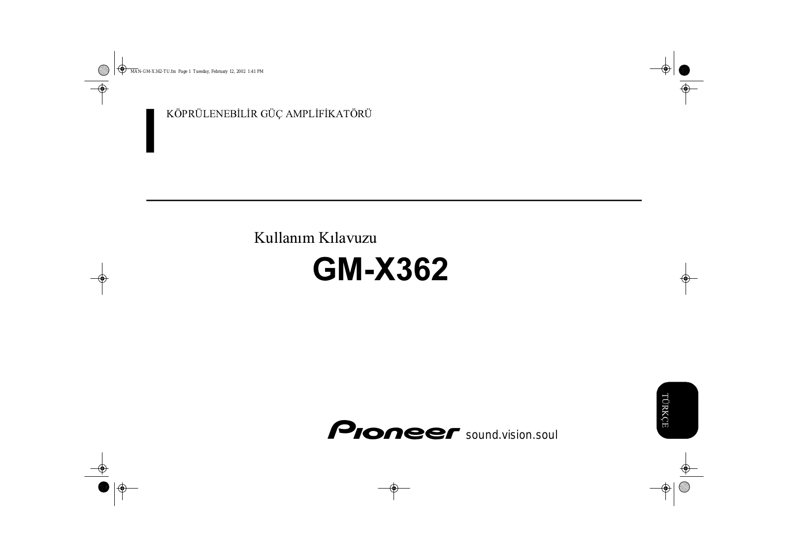 Pioneer GM-X362 User manual