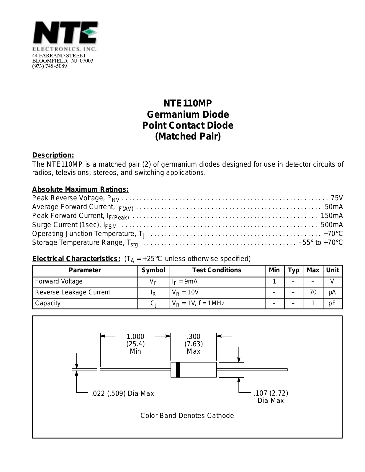 Datasheet NTE110MP Datasheet (NTE) - ManualMachine.com