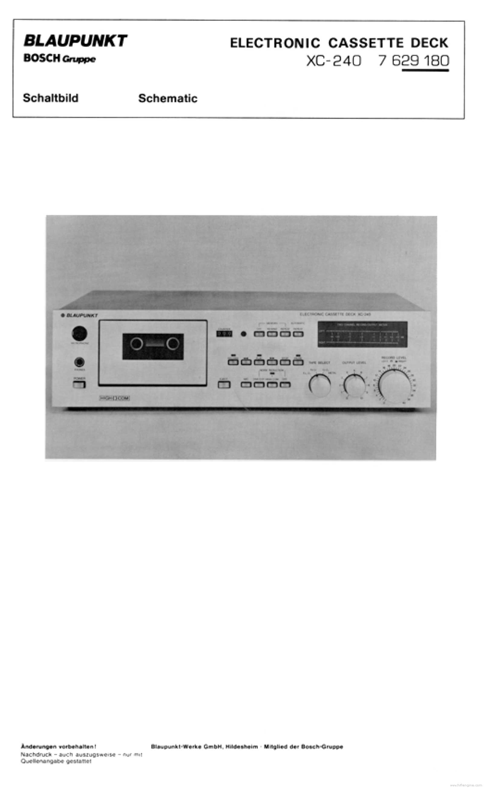 Blaupunkt XC-240 Schematics