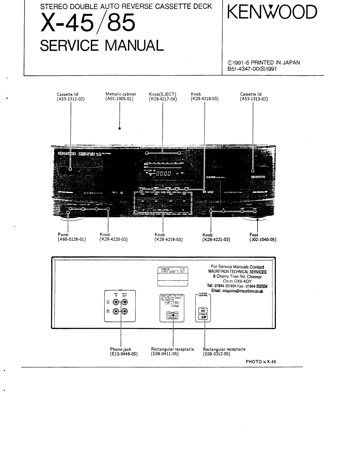 Kenwood X-45, X-85 Service manual