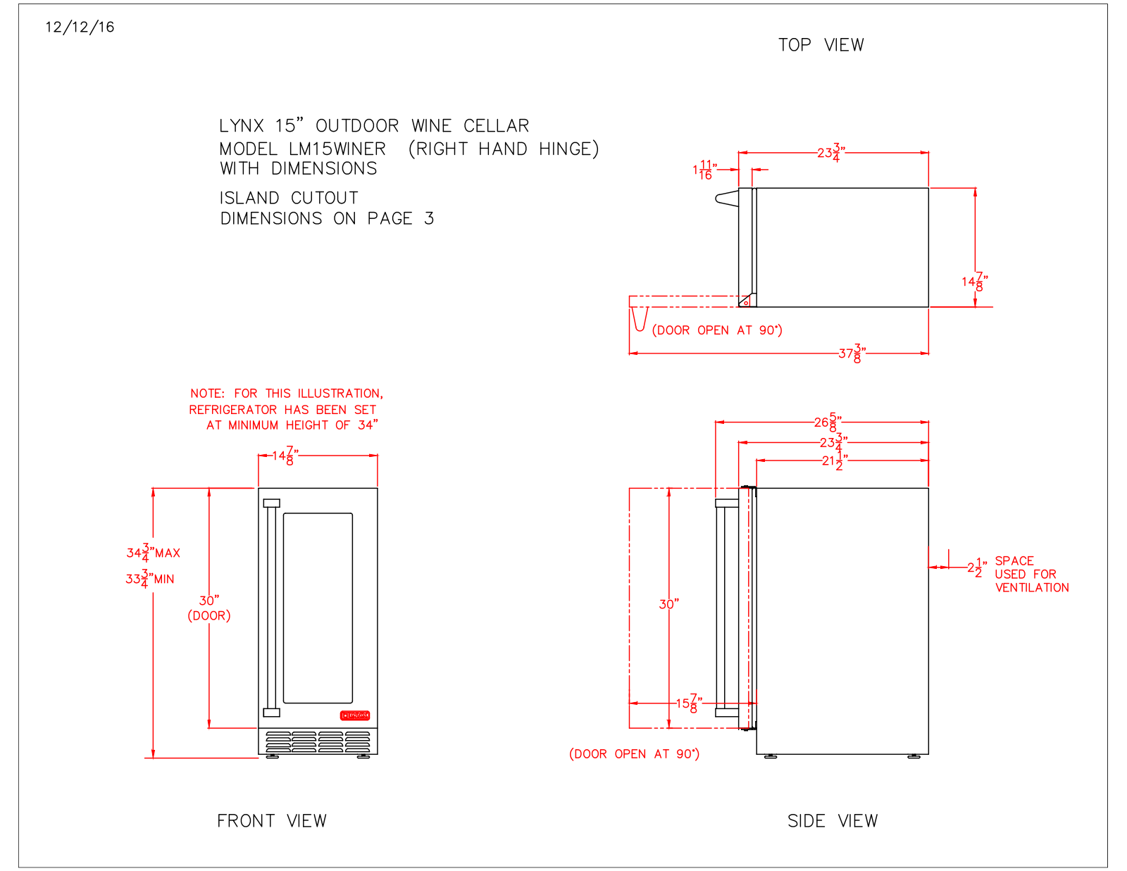 Lynx LM15WINEL Dimension Guide