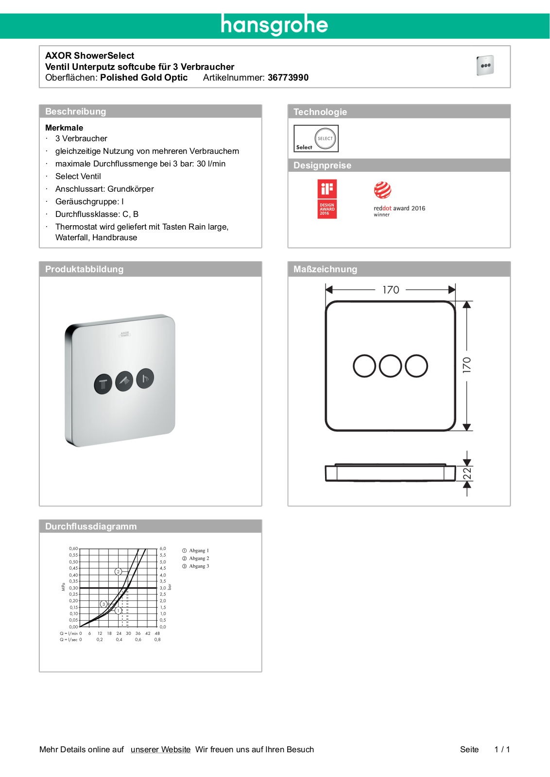 Hansgrohe AXOR 36773990 User Manual