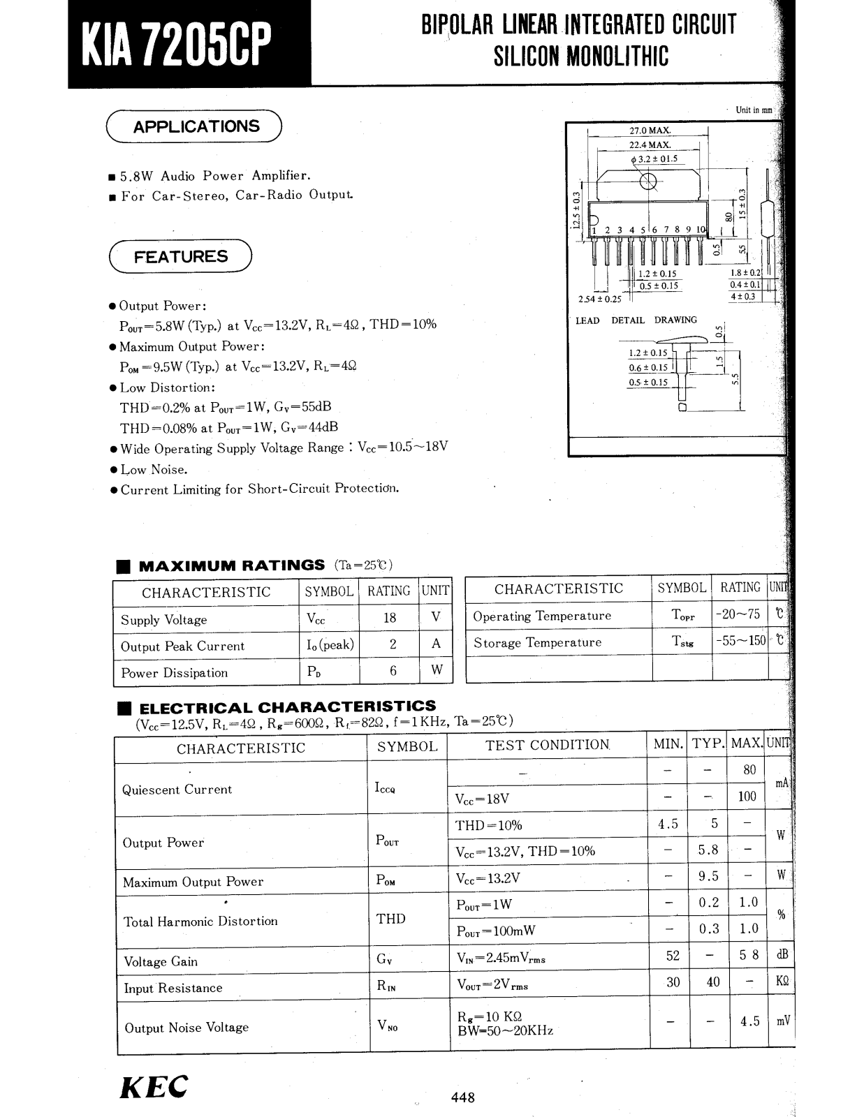 Datasheet KIA7205CP Specification - ManualMachine.com