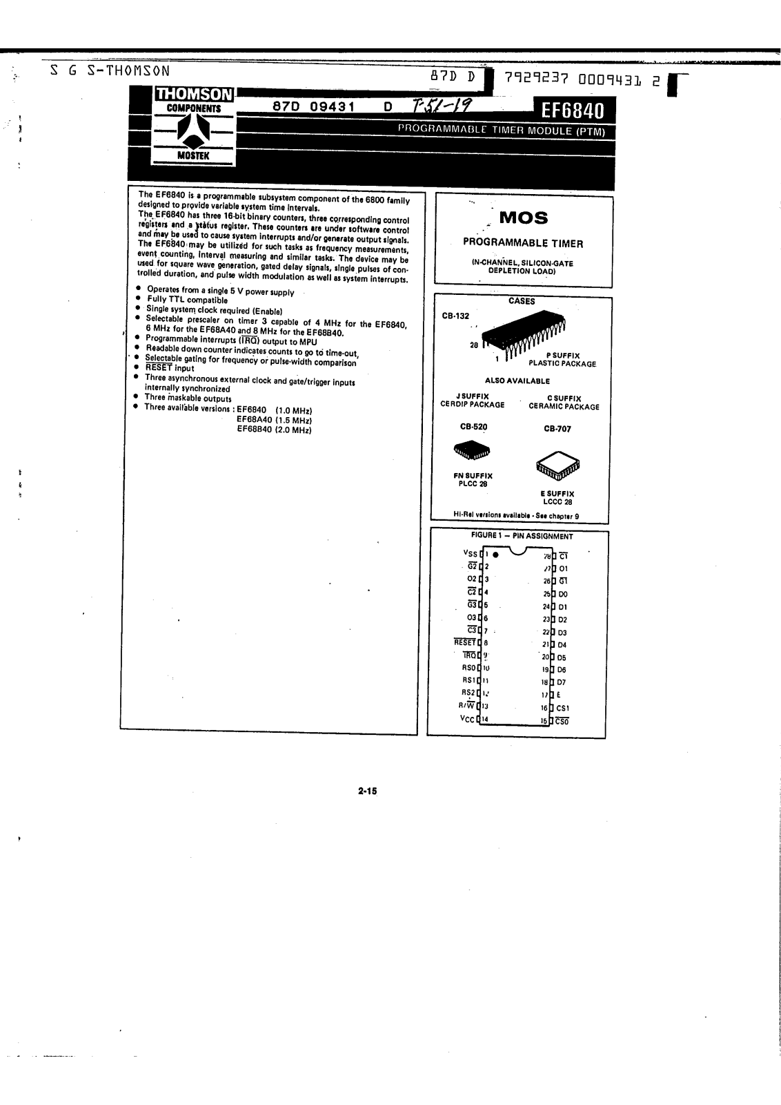 SGS Thomson Microelectronics EF6840P Datasheet