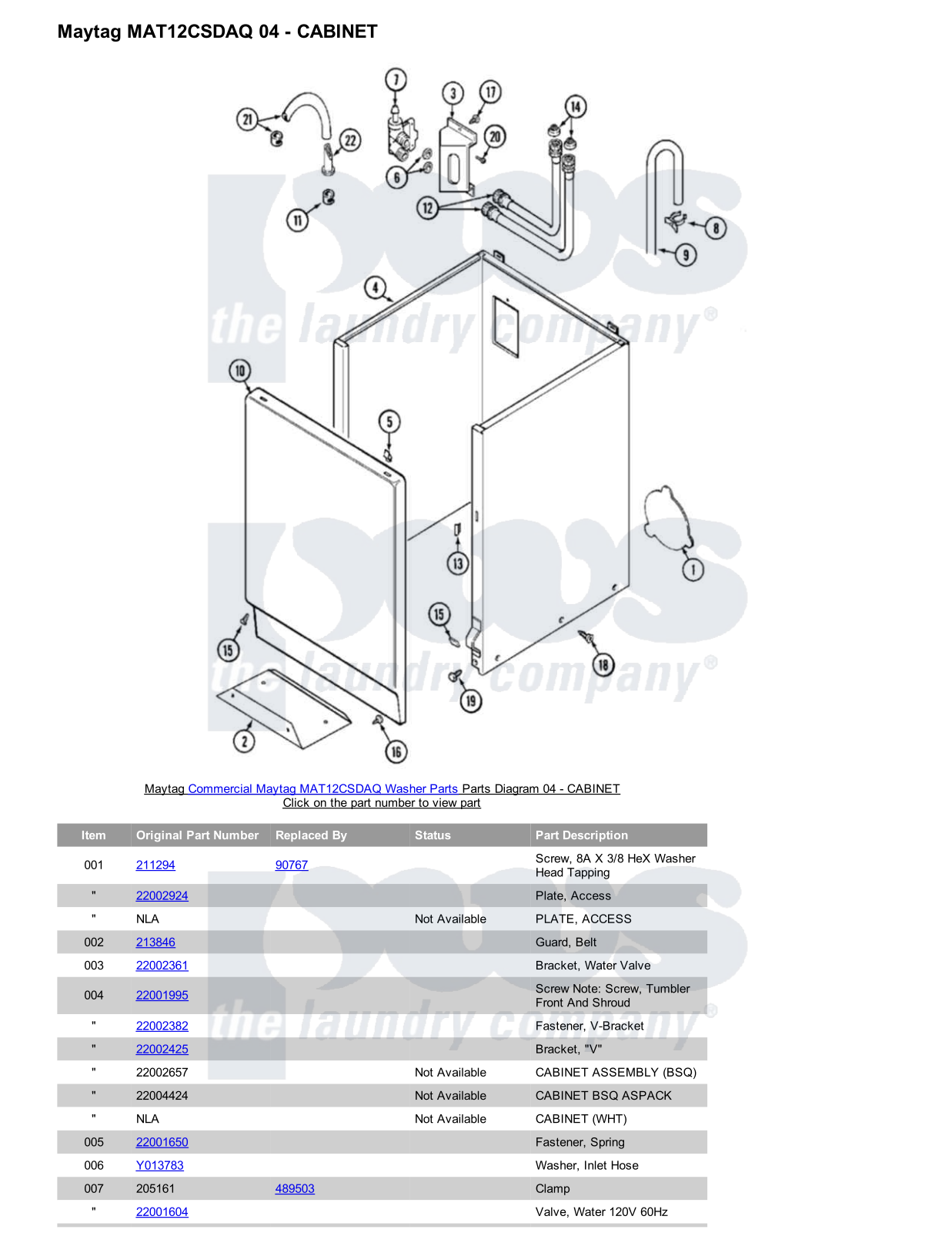 Maytag MAT12CSDAQ Parts Diagram