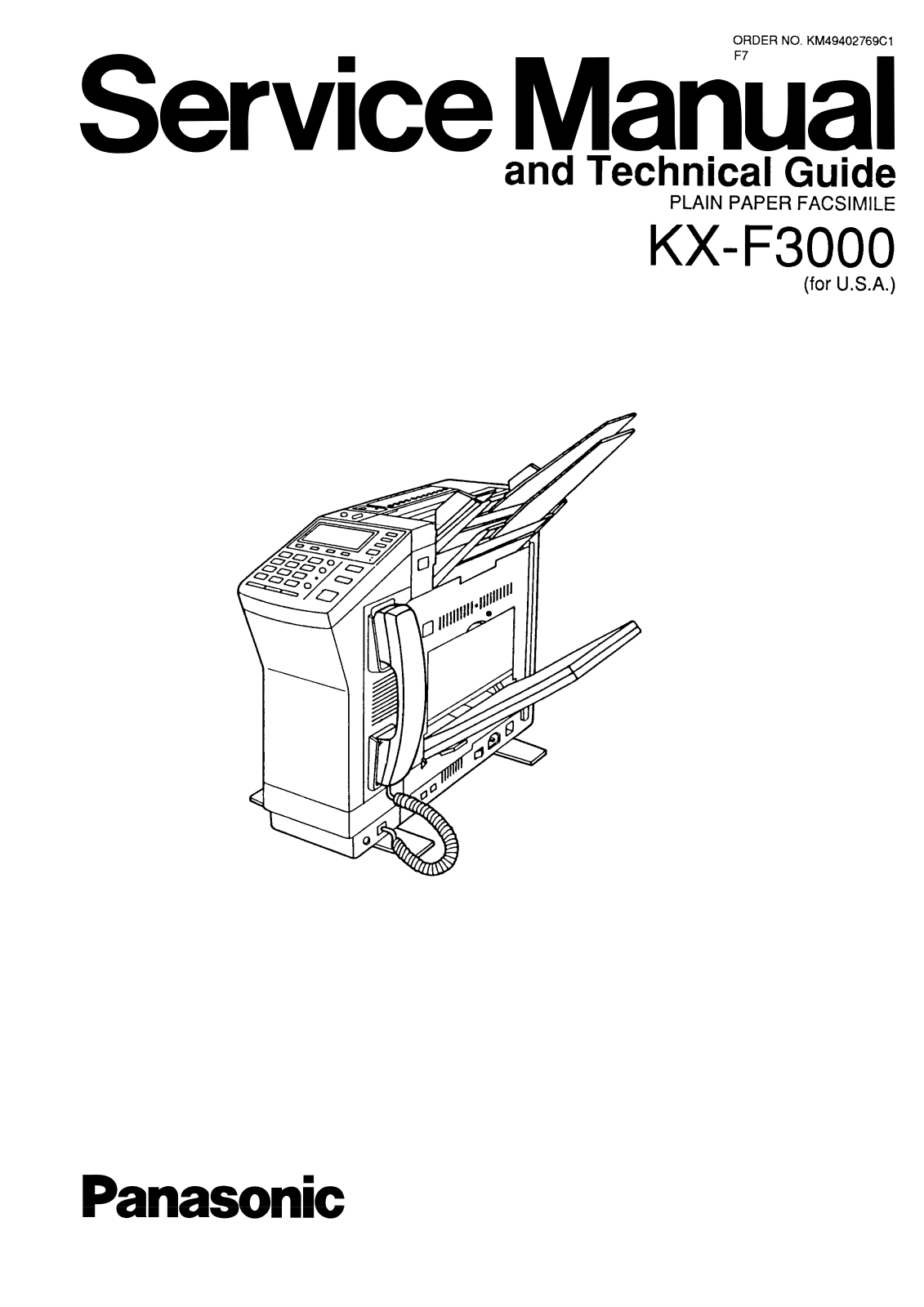 Panasonic kx-f3000 Service Manual