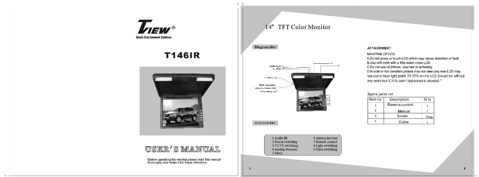 Tview T146IR User Manual