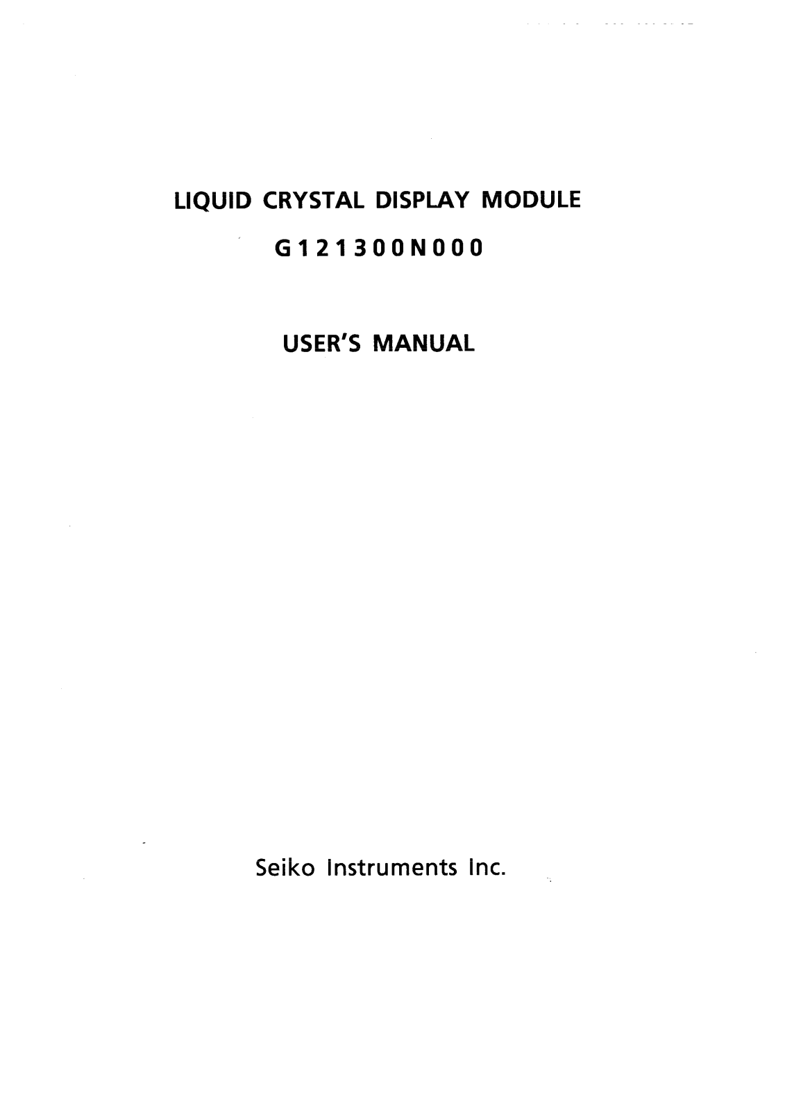 Seiko G121300N000 Datasheet