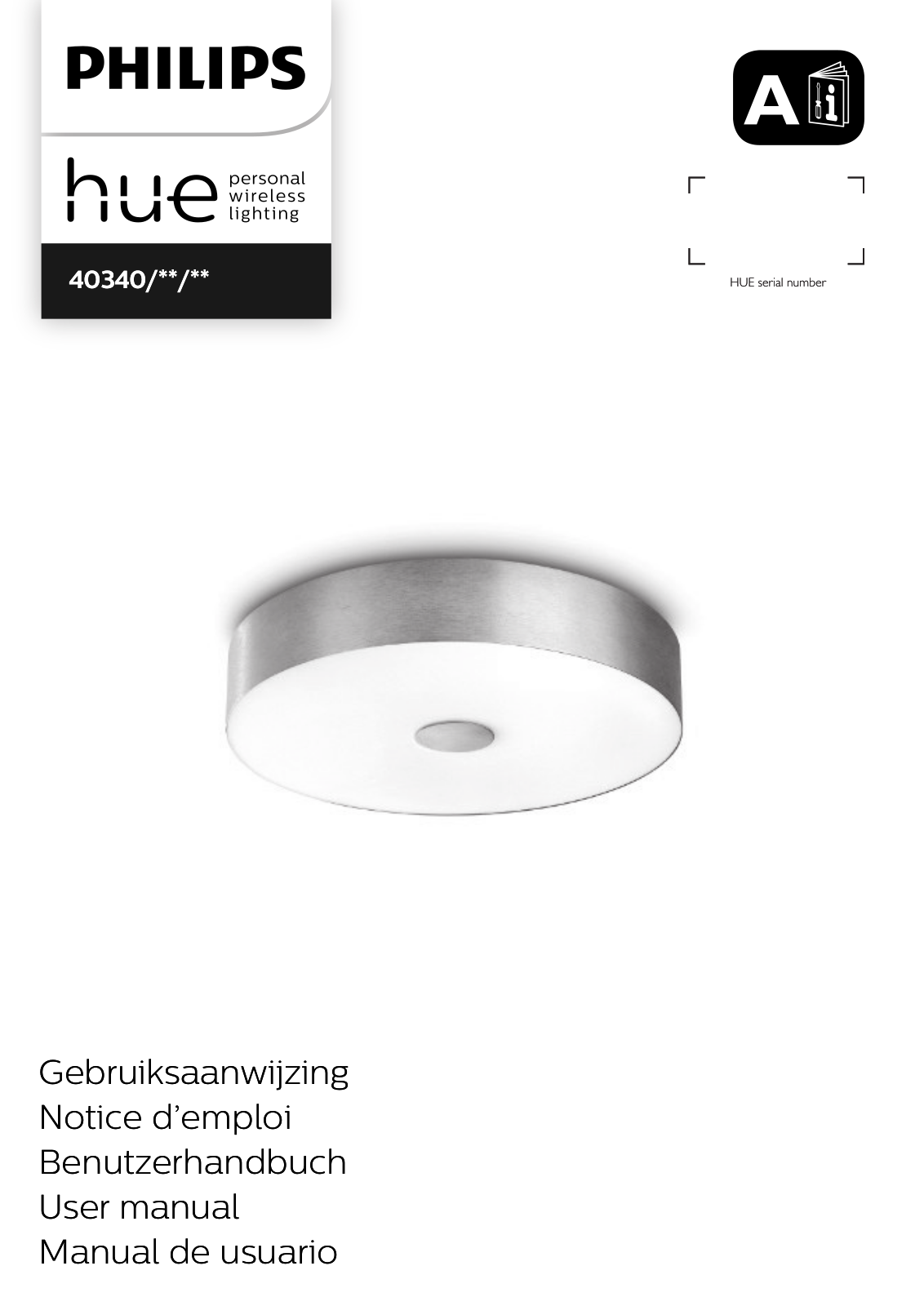 Philips plafondlamp White Ambiance Bluetooth, Fair plafondlamp White Ambiance User manual