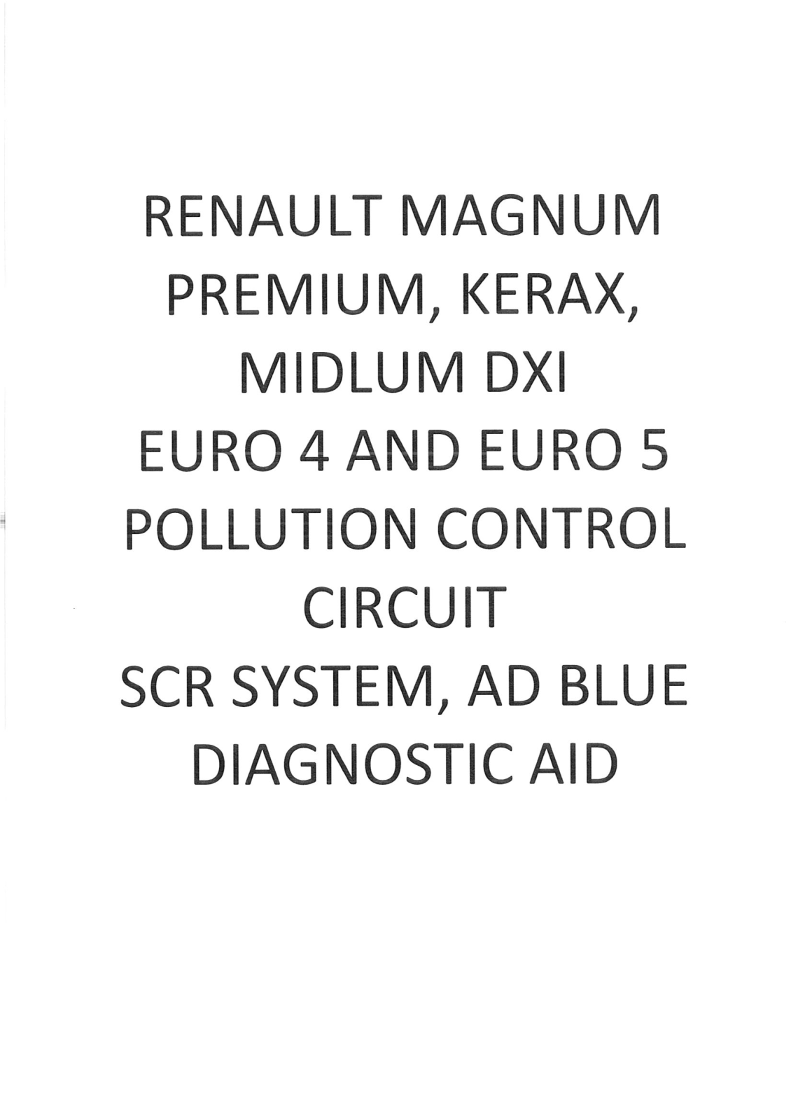 Renault Adblue Service Manuals