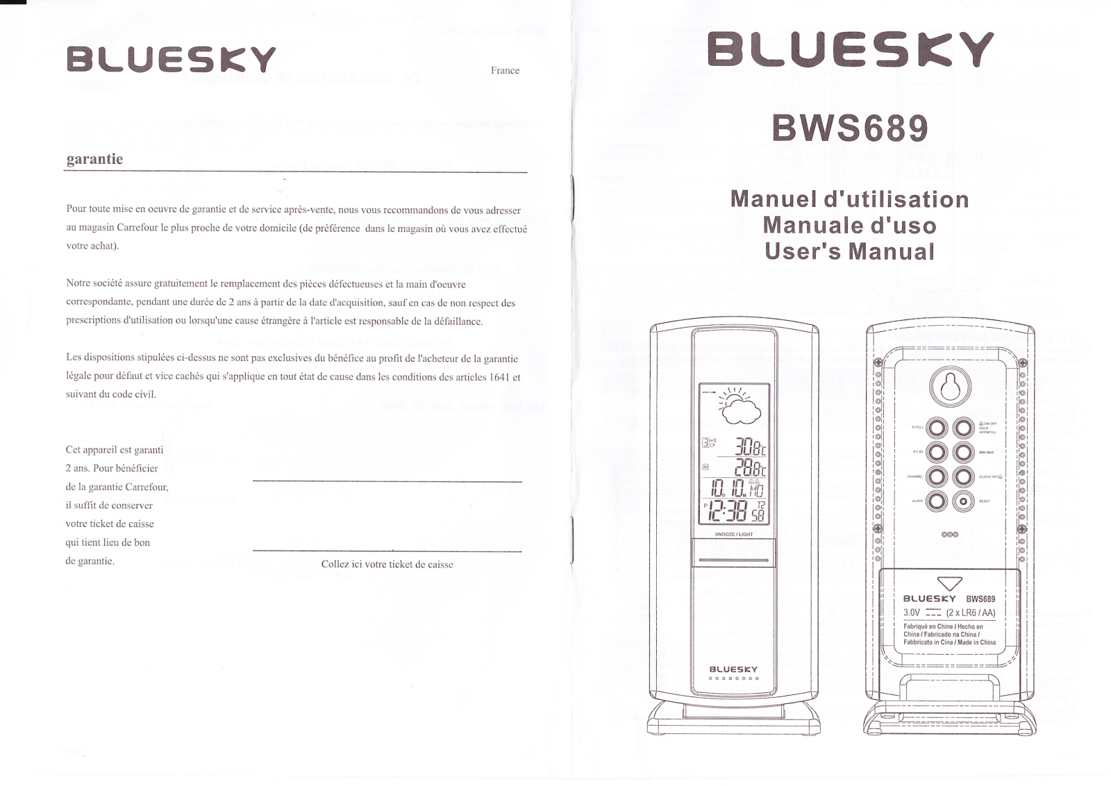 BLUE SKY BWS689 User Manual