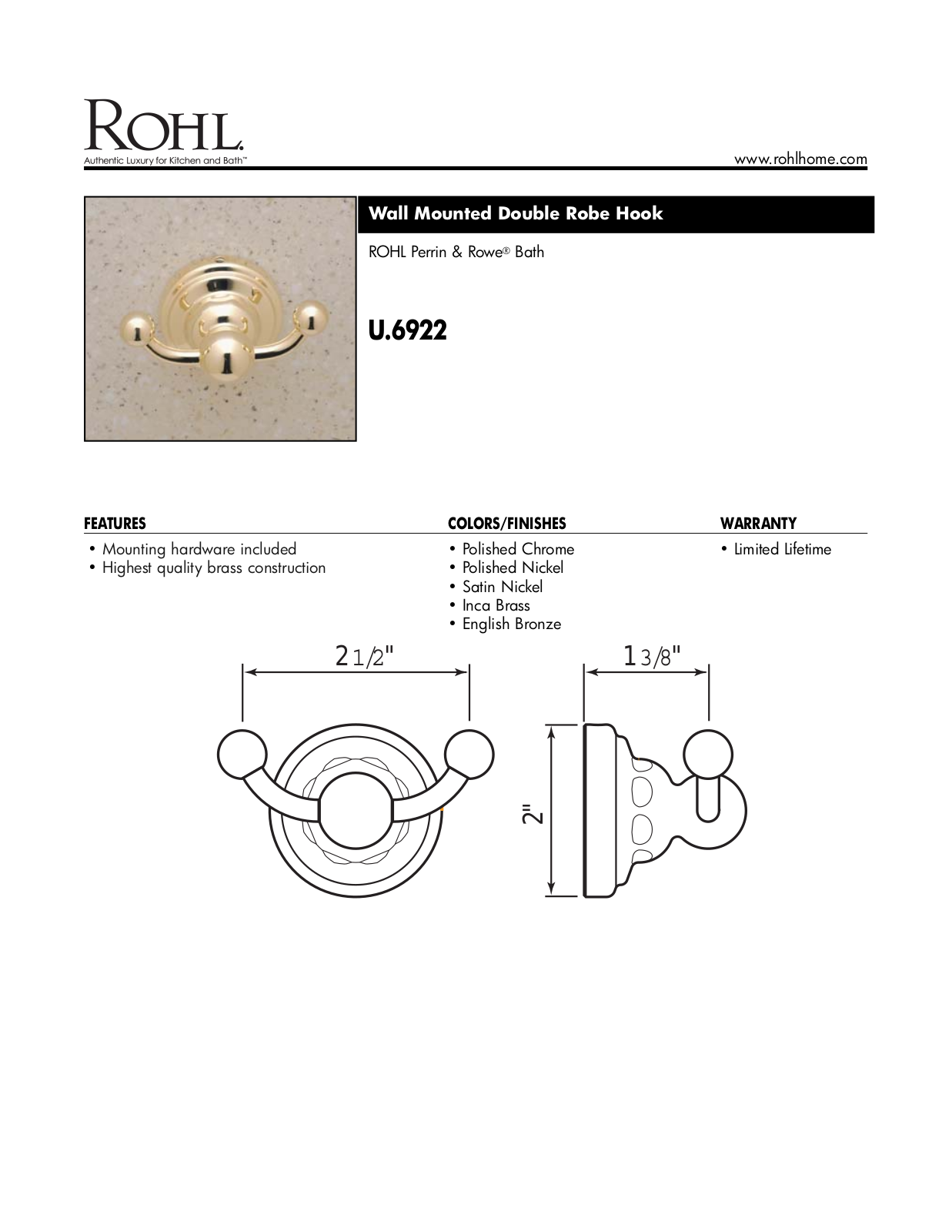 Perrin & Rowe XRH1035 Specifications - ManualMachine.com