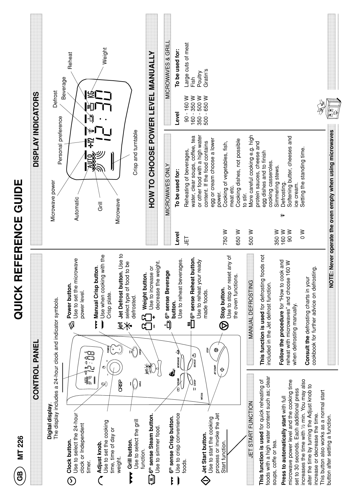 Whirlpool MT 226/BL INSTRUCTION FOR USE