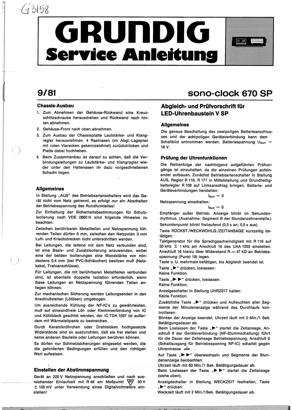 Grundig Sonoclock-670-SP Service Manual