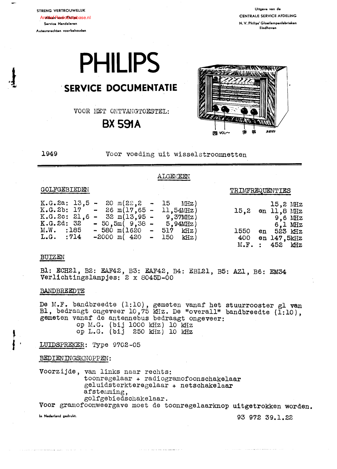 Philips BX591A Schematic