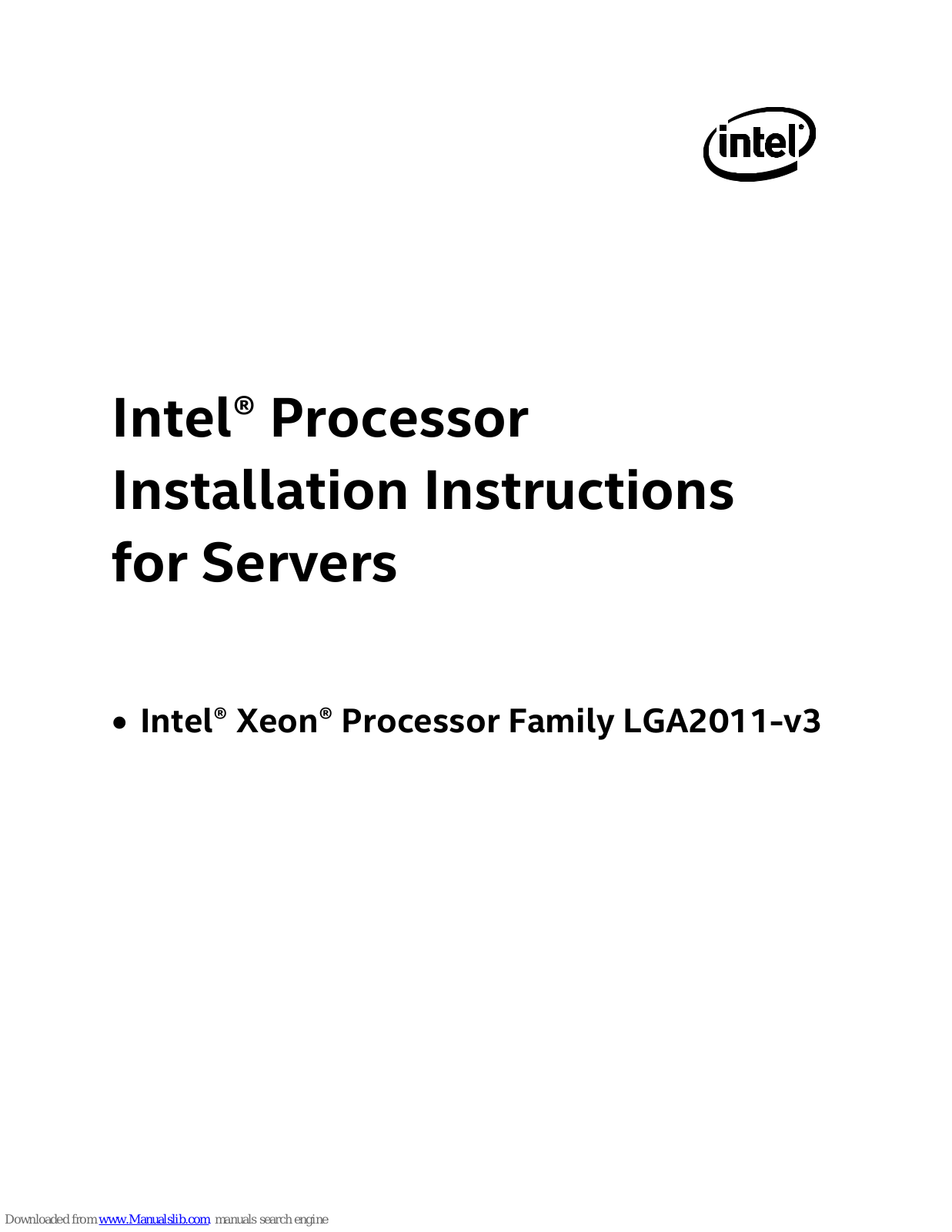 Intel Xeon LGA2011-v3 Installation Instructions Manual