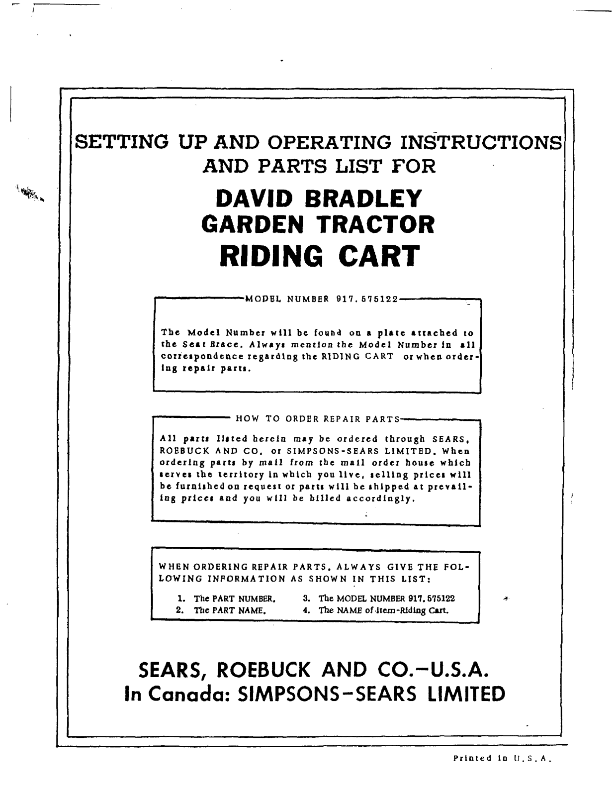 David Bradley 917.575123, 917.575124 User Manual