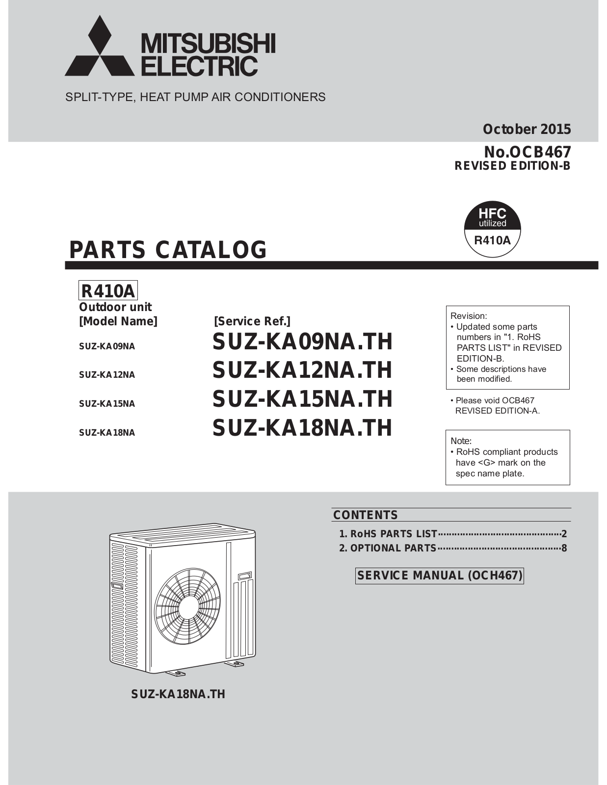 Mitsubishi Electronics UZ-KA09NA, SUZ-KA09NA.TH, SUZ-KA12NA, SUZ-KA12NA.TH, SUZ-KA15NA User Manual
