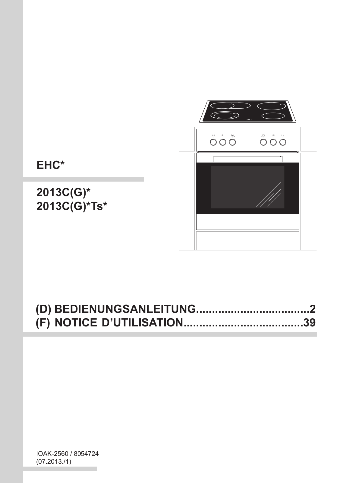 Amica EHC 12509 W, EHC 12513 E, EHC 12514 W, EHC 12515 E, EHC 12508 E User Manual