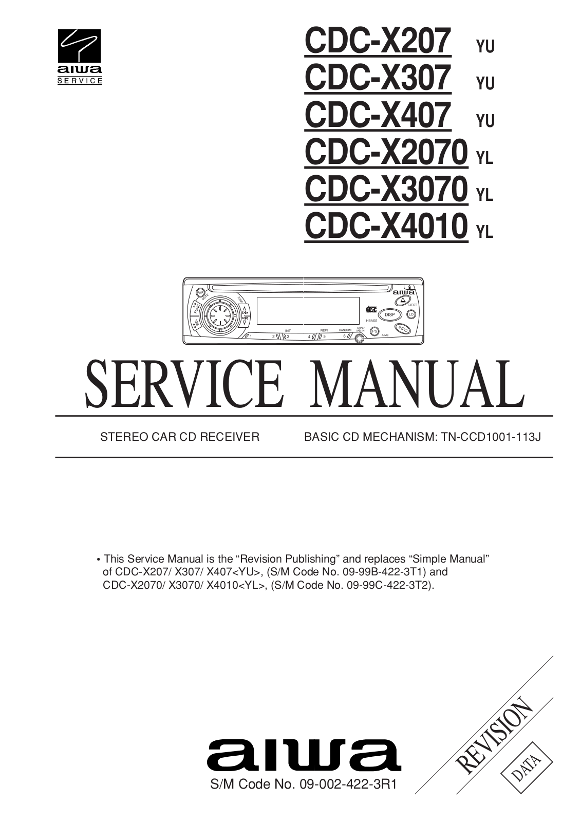 AIWA CDC-X207, CDC-X307, CDC-X407, CDC-X2070, CDC-X3070 Service Manual