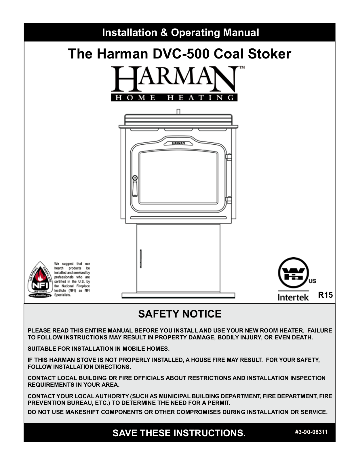 Harman Stove Company DVC-500 User Manual