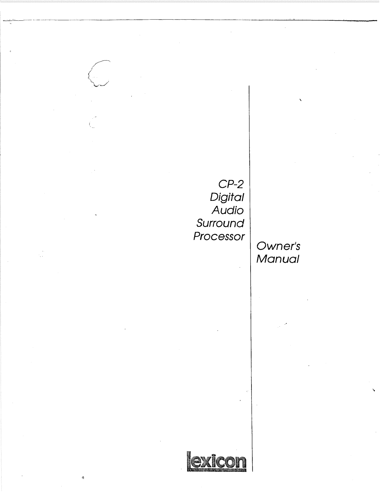 Lexicon CP-2 Owner's Manual