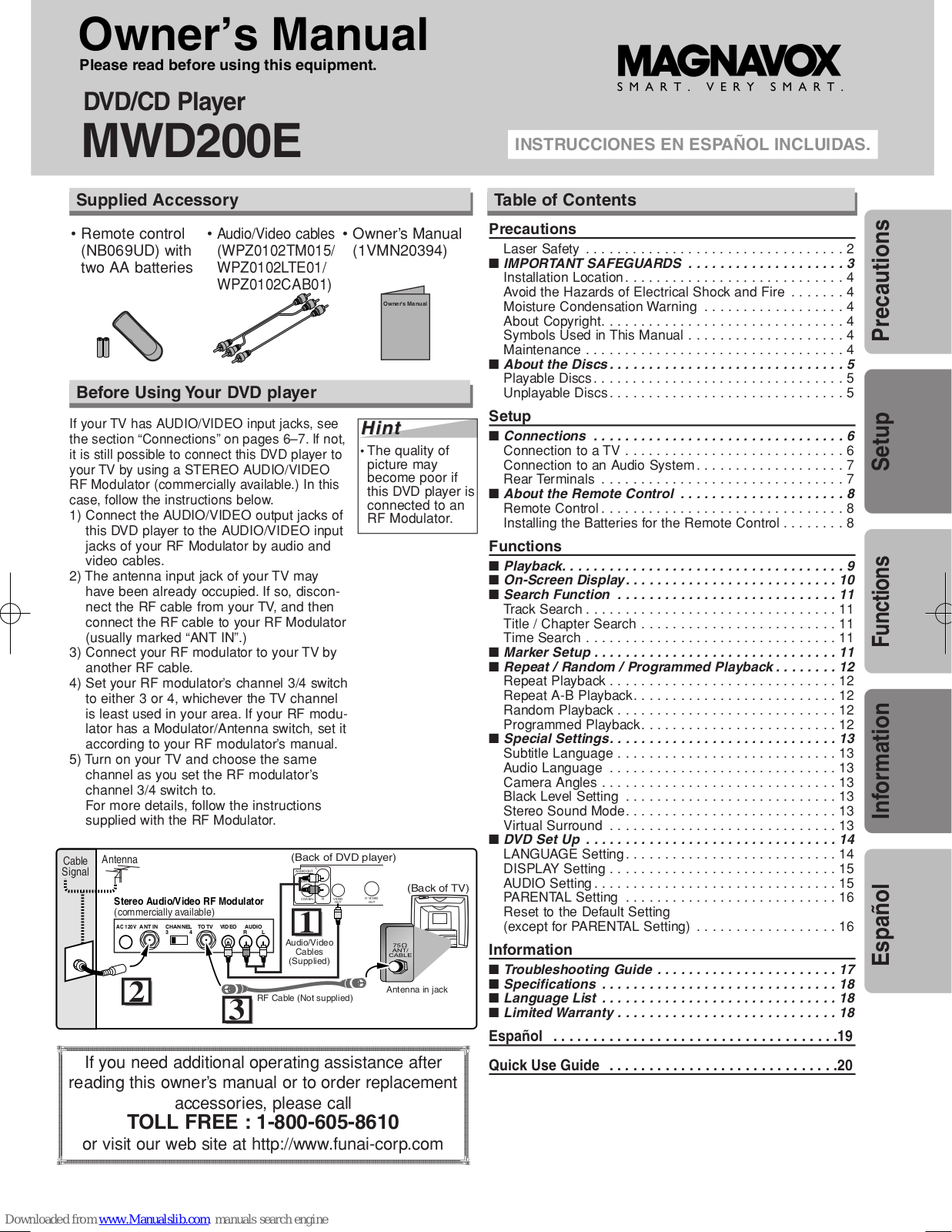 Magnavox RSMWD200E, MWD200E Owner's Manual