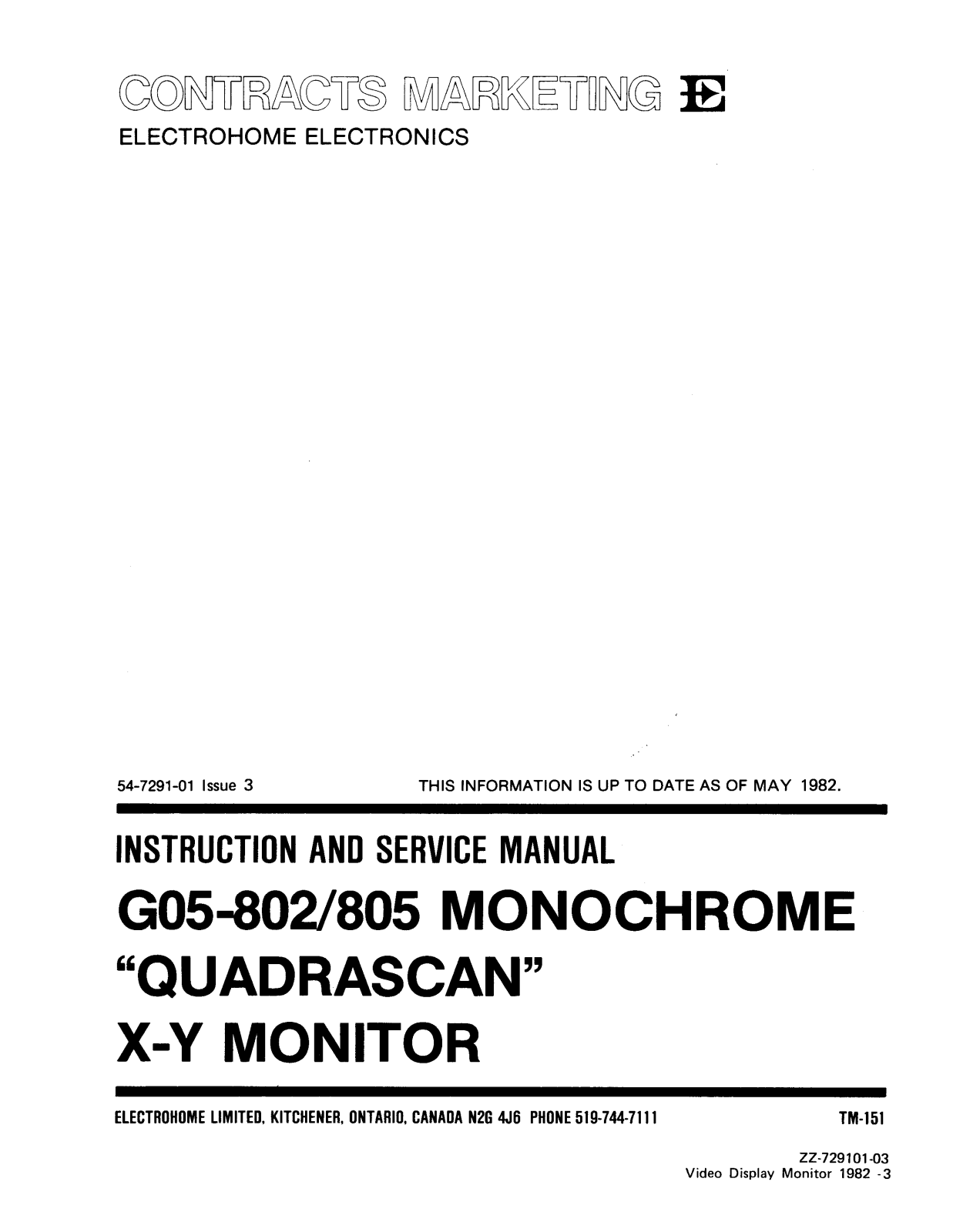 Electrohome G05-802, G05-805 Service manual