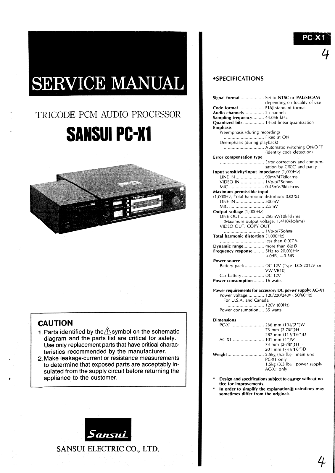 Sansui PCX-1 Service manual