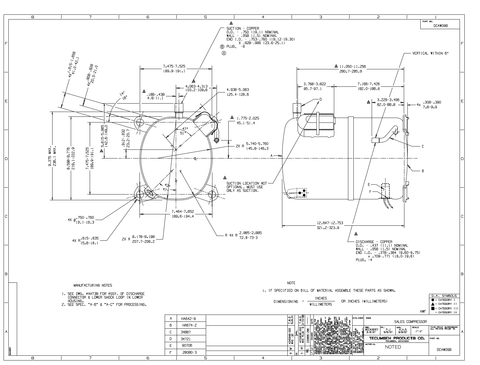 Tecumseh AWF5524EXT, AWF5528EXT, AWF5530EXT, AWF5532EXT Drawing Data