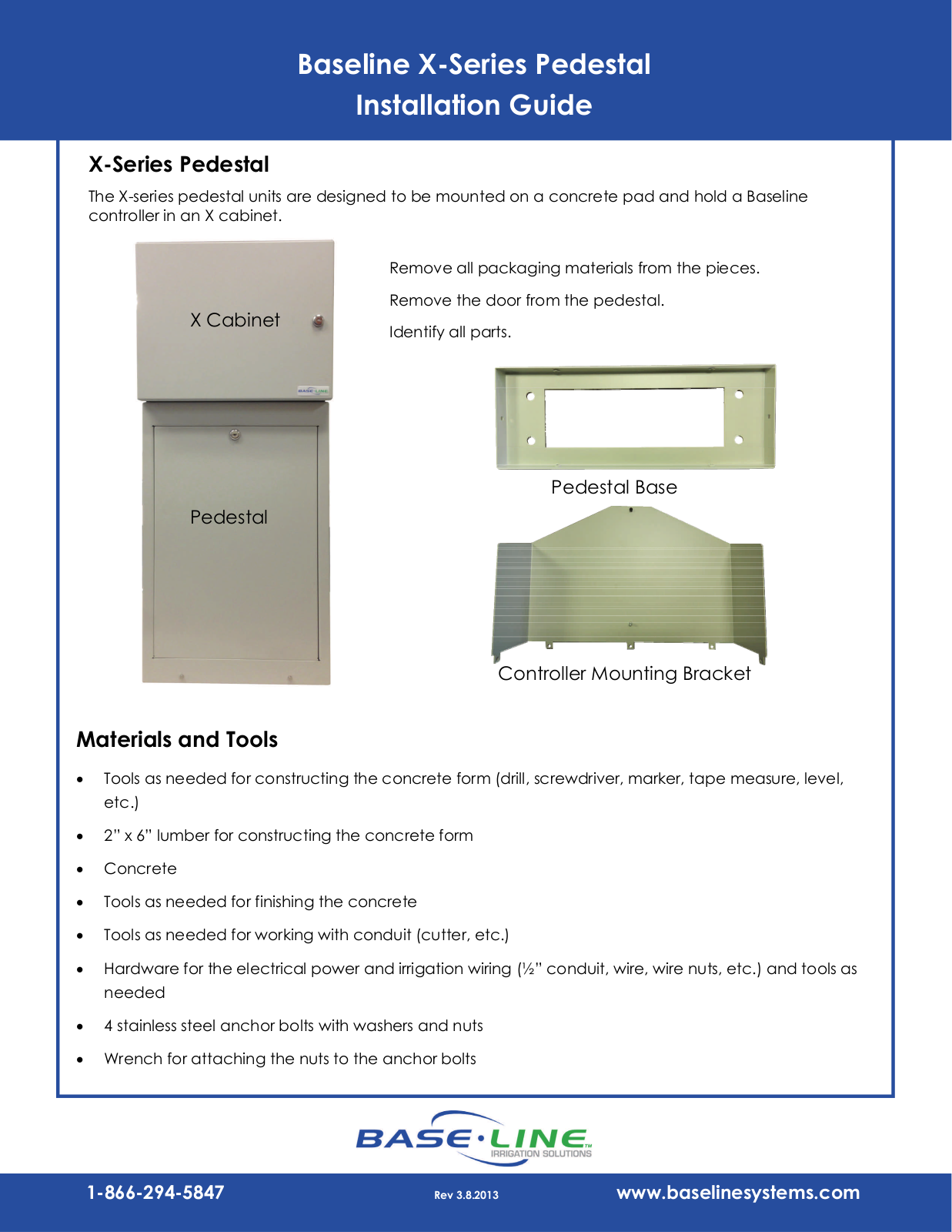 Baseline Systems X-Series Pedestal User Manual