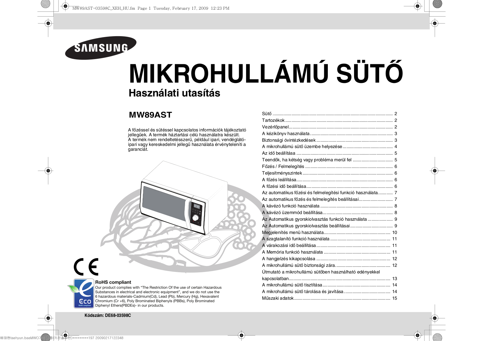 Samsung MW89AST User Manual